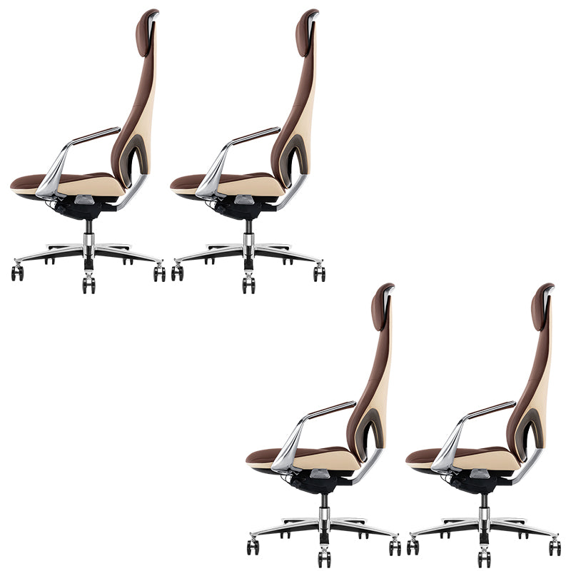 Modern Office Chair Leather Tilt Mechanism No Distressing Ergonomic Chair with Wheels