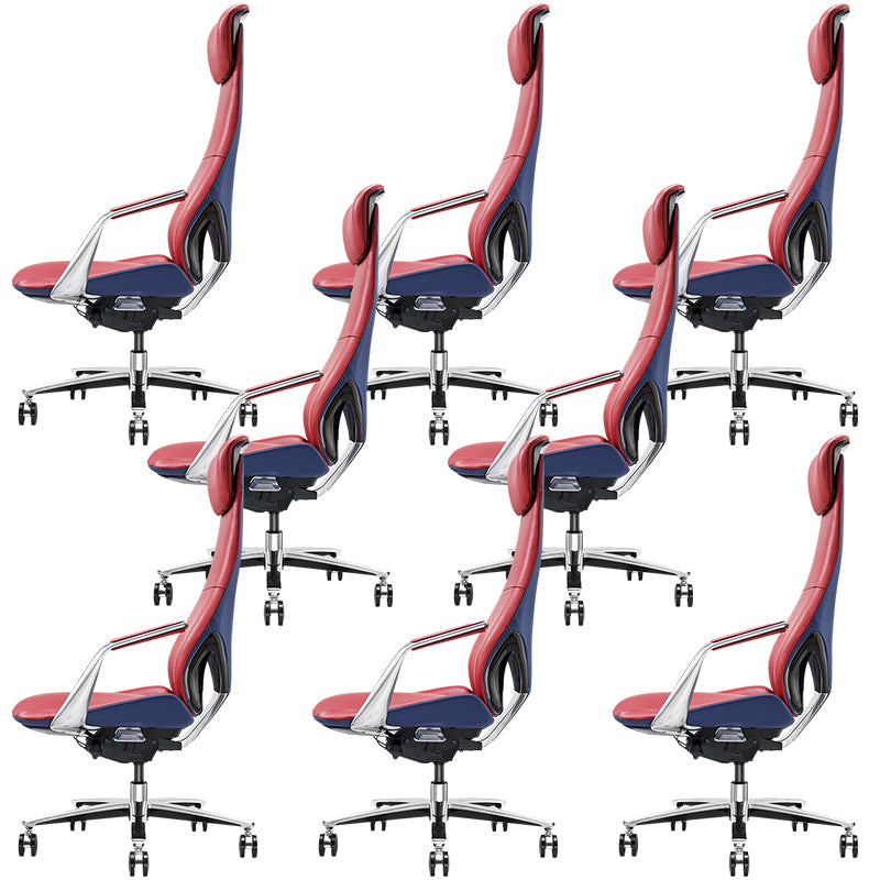 Modern Office Chair Leather Tilt Mechanism No Distressing Ergonomic Chair with Wheels