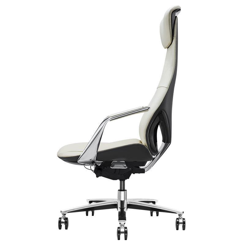 Modern Office Chair Leather Tilt Mechanism No Distressing Ergonomic Chair with Wheels