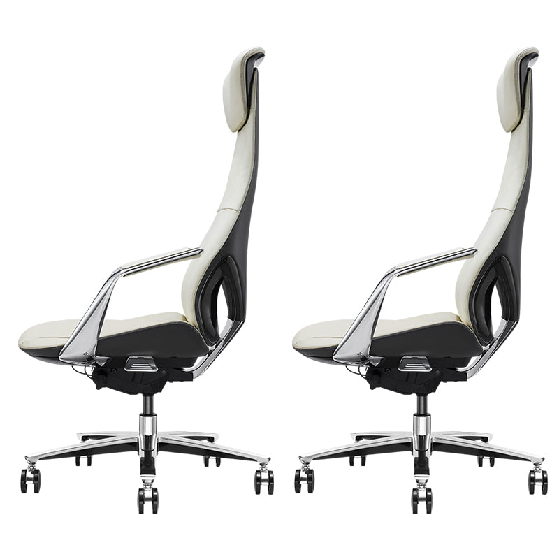 Modern Office Chair Leather Tilt Mechanism No Distressing Ergonomic Chair with Wheels