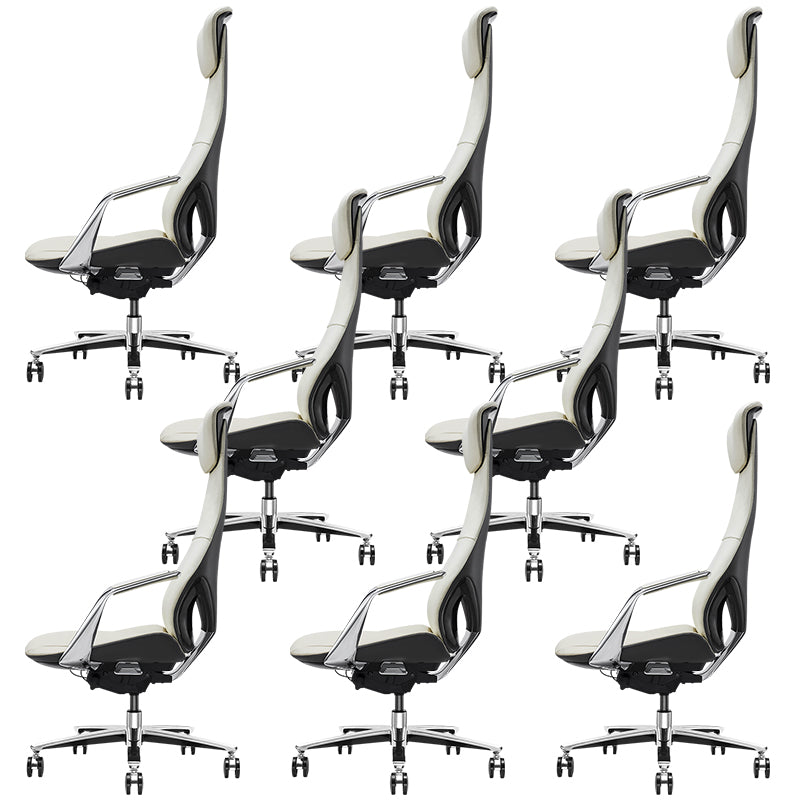 Modern Office Chair Leather Tilt Mechanism No Distressing Ergonomic Chair with Wheels