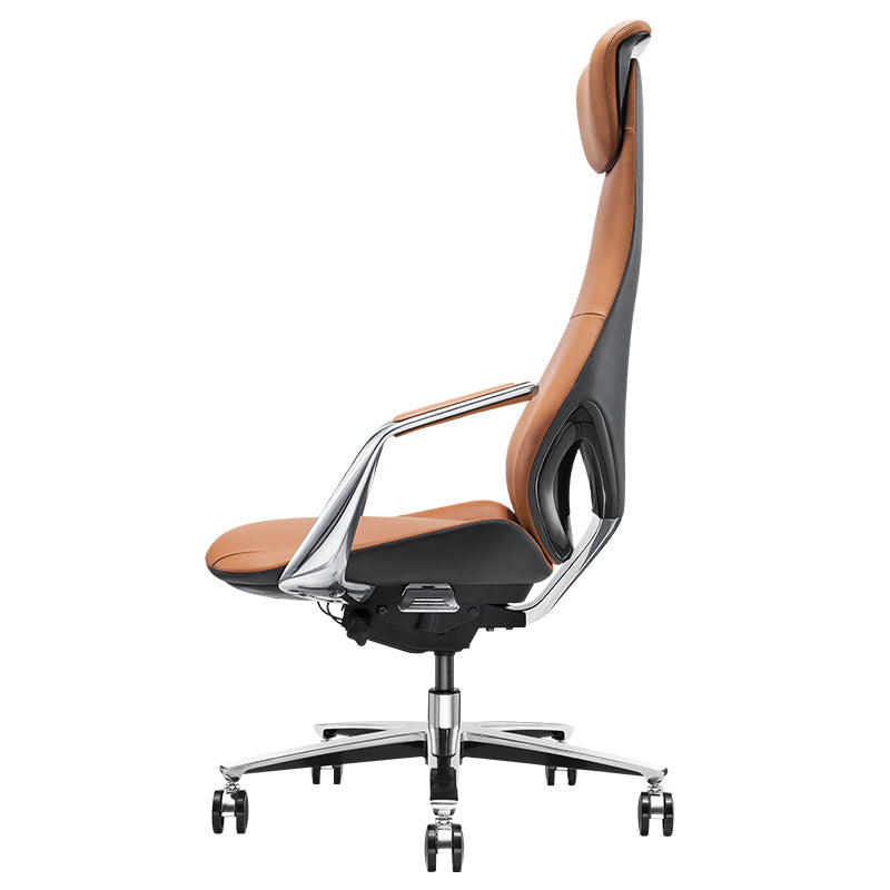 Modern Office Chair Leather Tilt Mechanism No Distressing Ergonomic Chair with Wheels