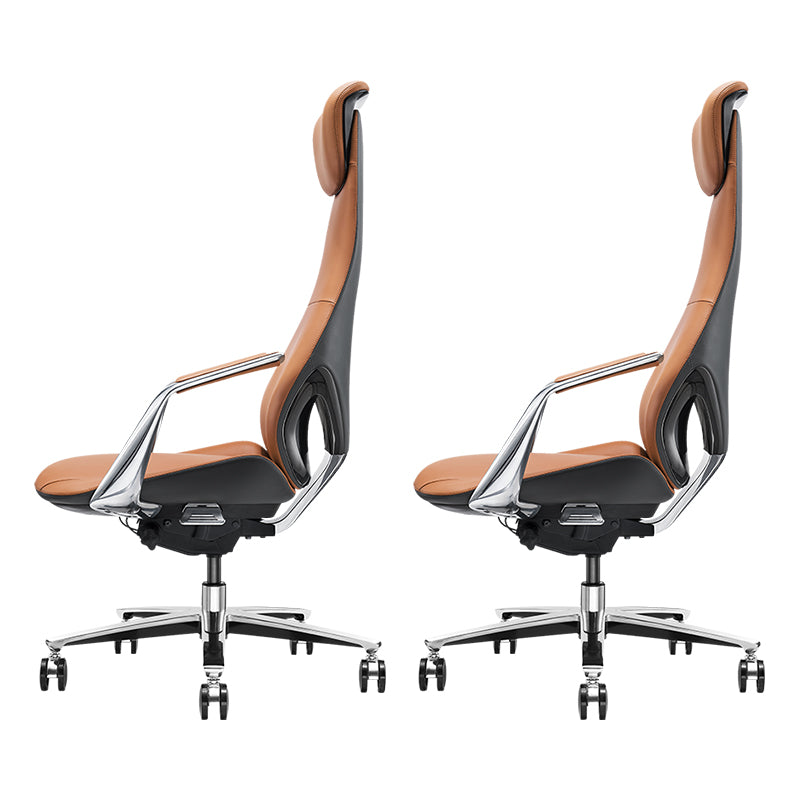 Modern Office Chair Leather Tilt Mechanism No Distressing Ergonomic Chair with Wheels