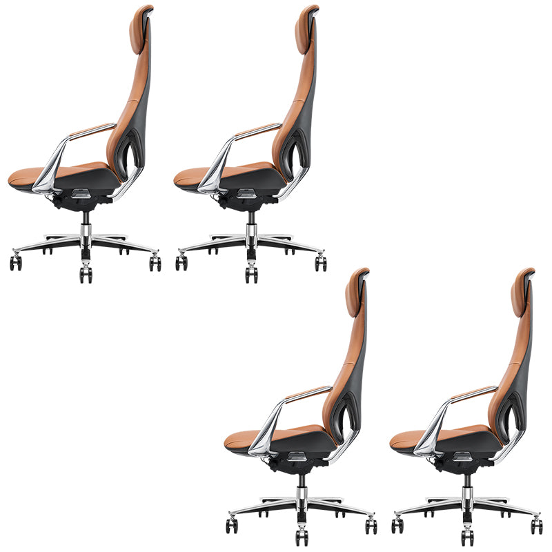 Modern Office Chair Leather Tilt Mechanism No Distressing Ergonomic Chair with Wheels