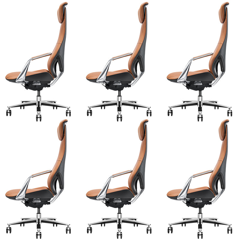 Modern Office Chair Leather Tilt Mechanism No Distressing Ergonomic Chair with Wheels