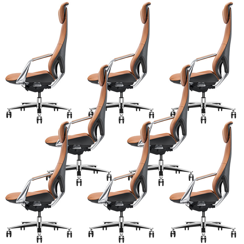 Modern Office Chair Leather Tilt Mechanism No Distressing Ergonomic Chair with Wheels