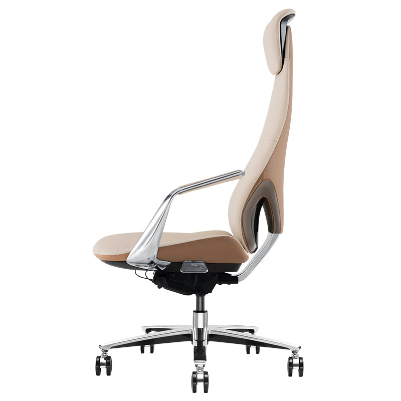 Modern Office Chair Leather Tilt Mechanism No Distressing Ergonomic Chair with Wheels