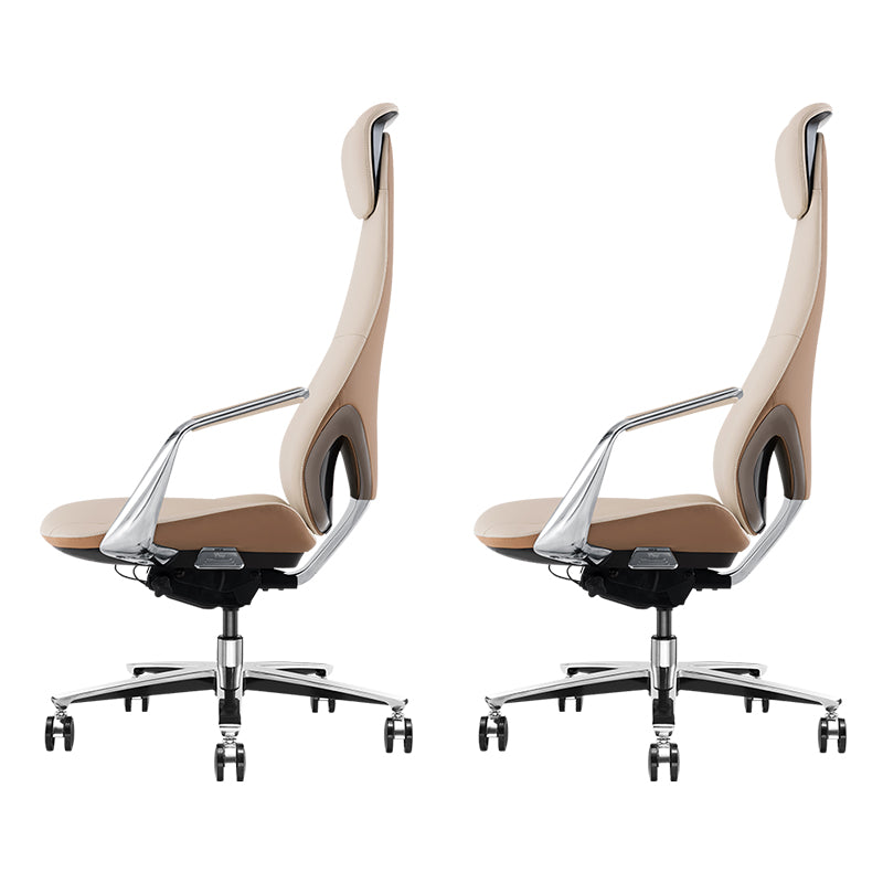 Modern Office Chair Leather Tilt Mechanism No Distressing Ergonomic Chair with Wheels