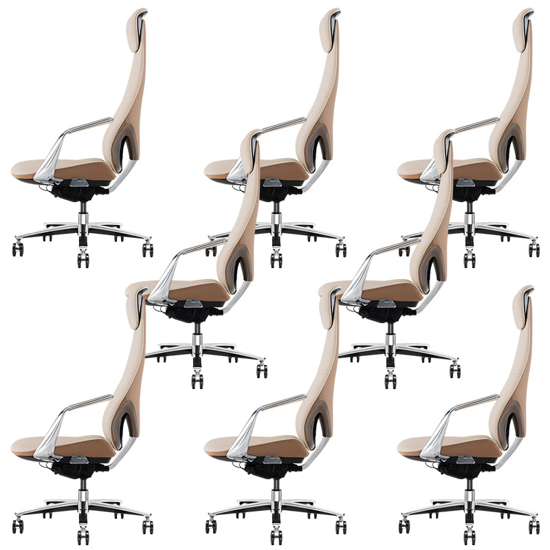 Modern Office Chair Leather Tilt Mechanism No Distressing Ergonomic Chair with Wheels