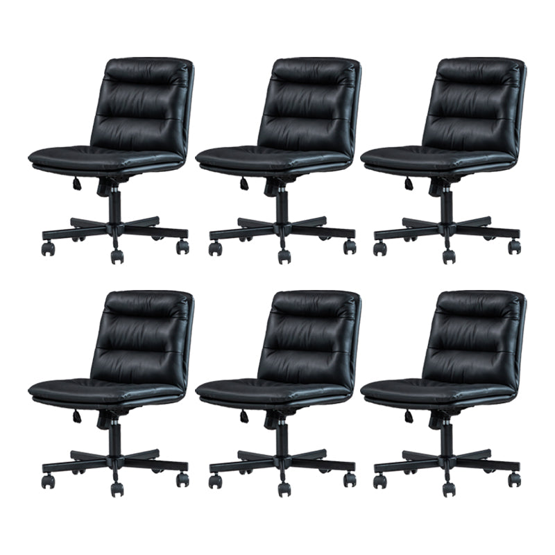 Armless Office Chair Leather No Distressing Ergonomic Desk Chair with Wheels