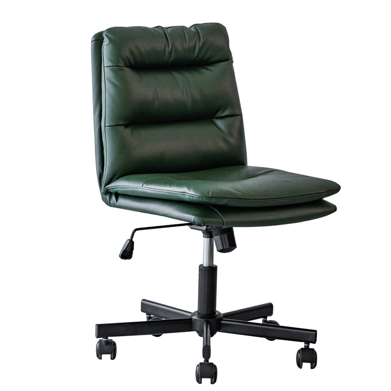 Armless Office Chair Leather No Distressing Ergonomic Desk Chair with Wheels