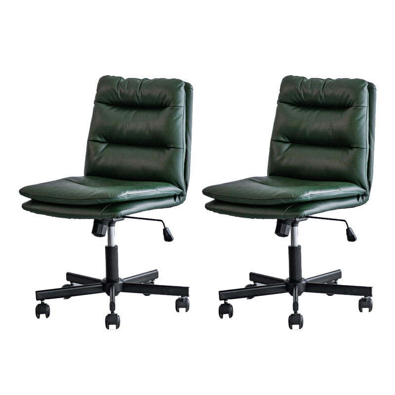 Armless Office Chair Leather No Distressing Ergonomic Desk Chair with Wheels