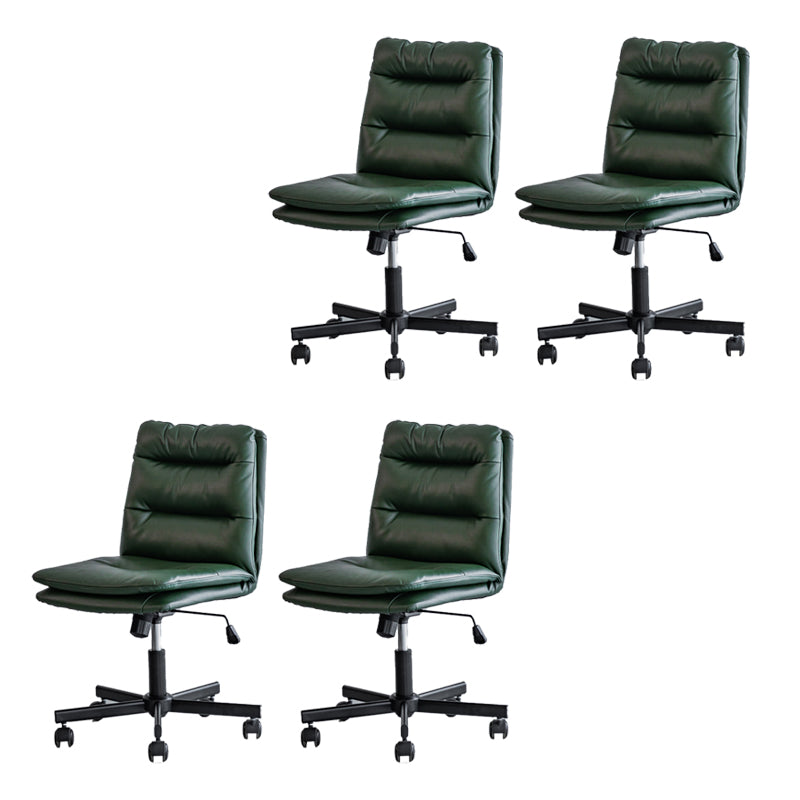 Armless Office Chair Leather No Distressing Ergonomic Desk Chair with Wheels