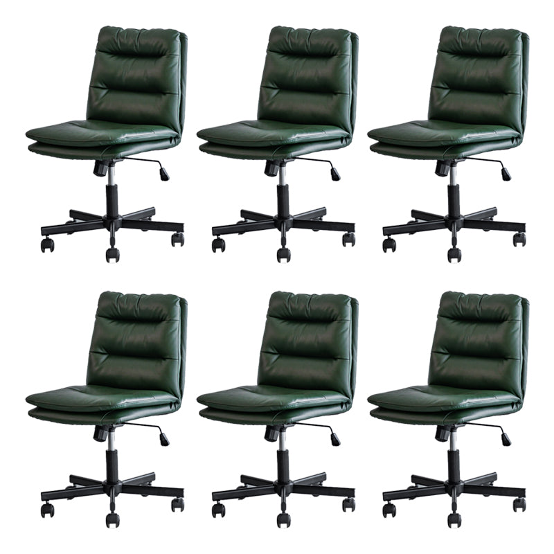 Armless Office Chair Leather No Distressing Ergonomic Desk Chair with Wheels