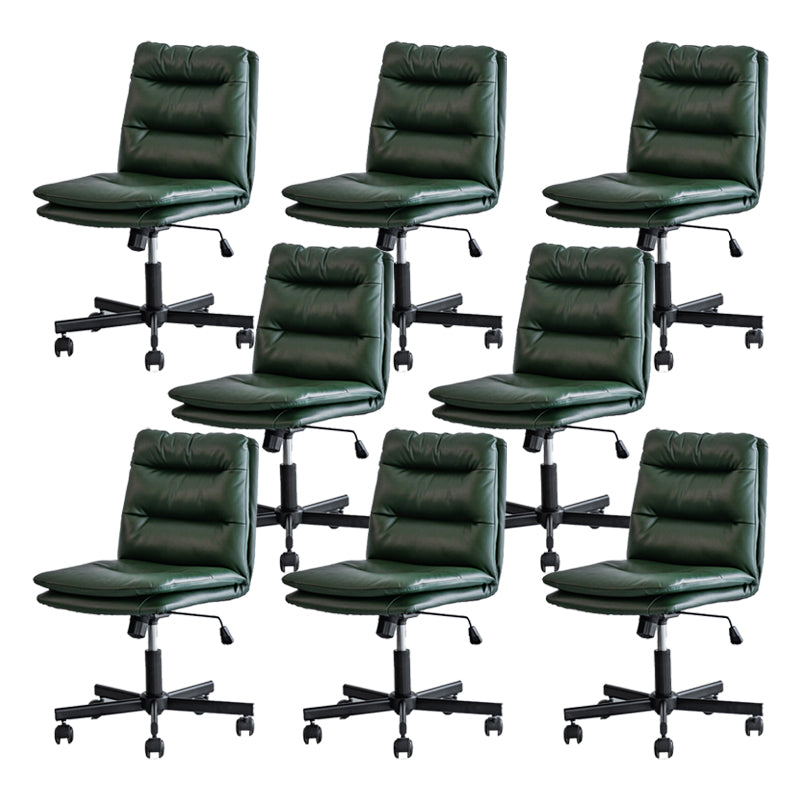 Armless Office Chair Leather No Distressing Ergonomic Desk Chair with Wheels