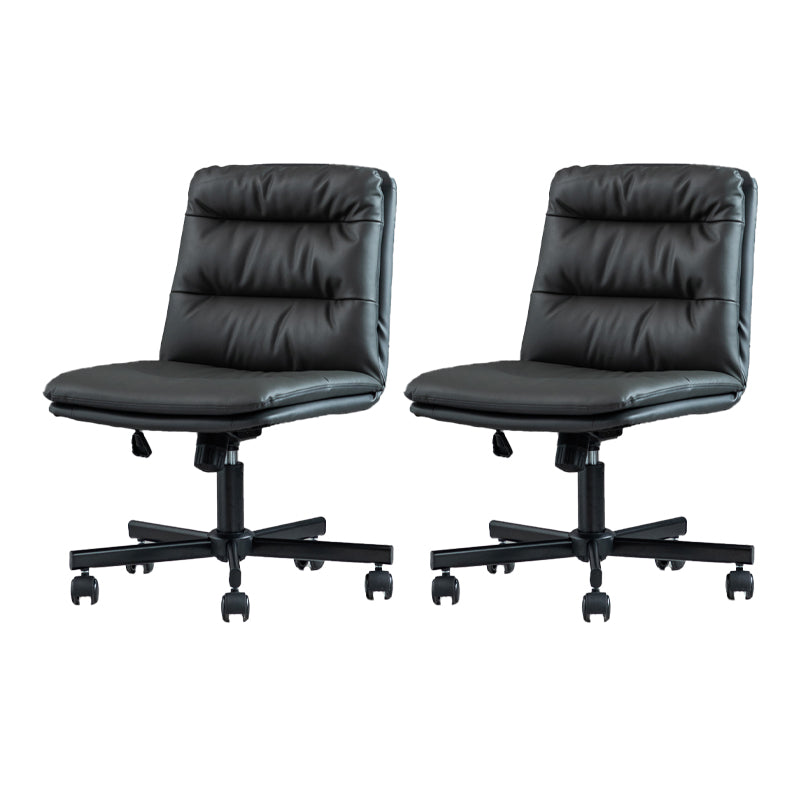 Armless Office Chair Leather No Distressing Ergonomic Desk Chair with Wheels