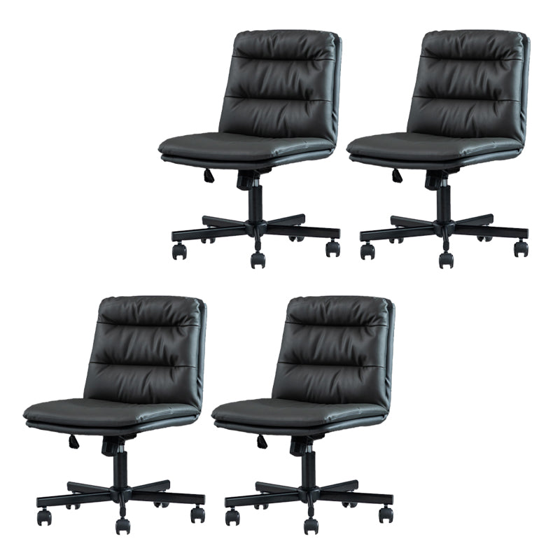 Armless Office Chair Leather No Distressing Ergonomic Desk Chair with Wheels