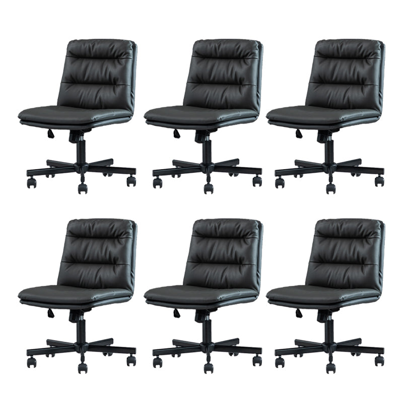 Armless Office Chair Leather No Distressing Ergonomic Desk Chair with Wheels