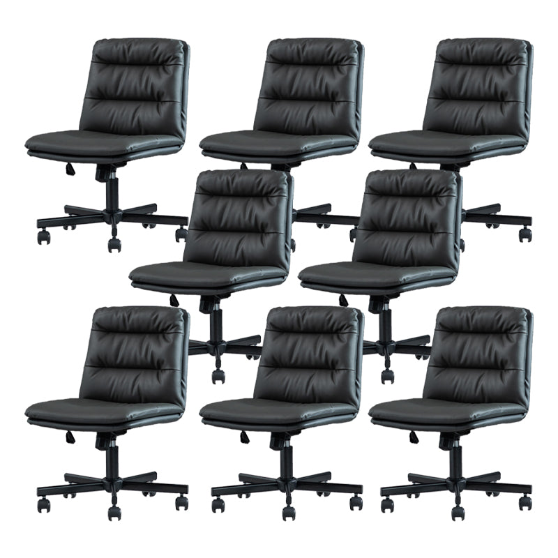 Armless Office Chair Leather No Distressing Ergonomic Desk Chair with Wheels