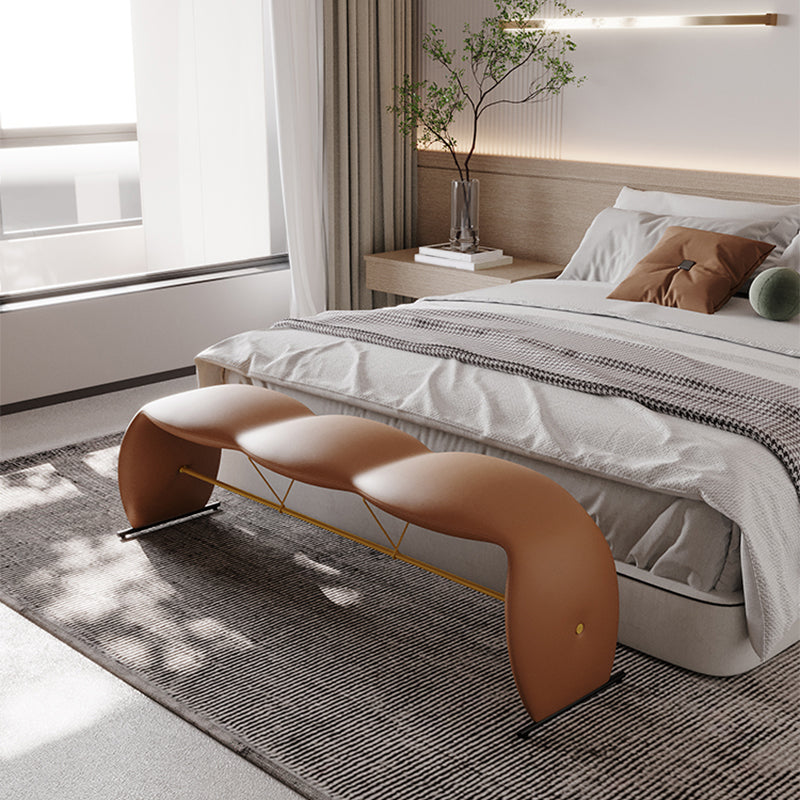 Glam Rectangle Seating Bench Cushioned Backless Bedroom Bench