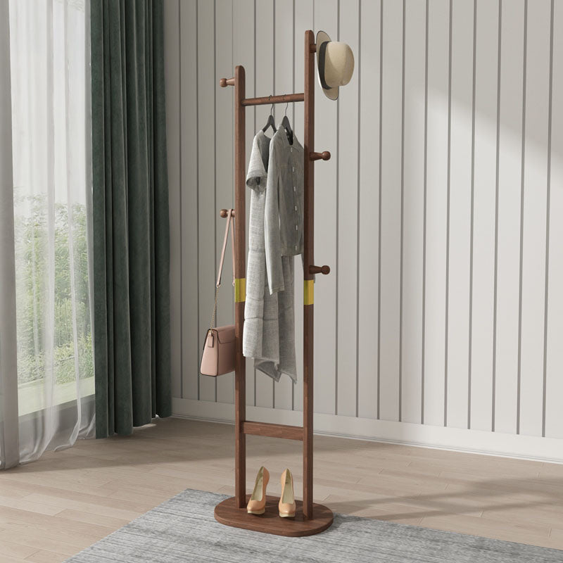 Simple Style Coat Hanger Solid Wooden Hall Tree with 5 Hooks