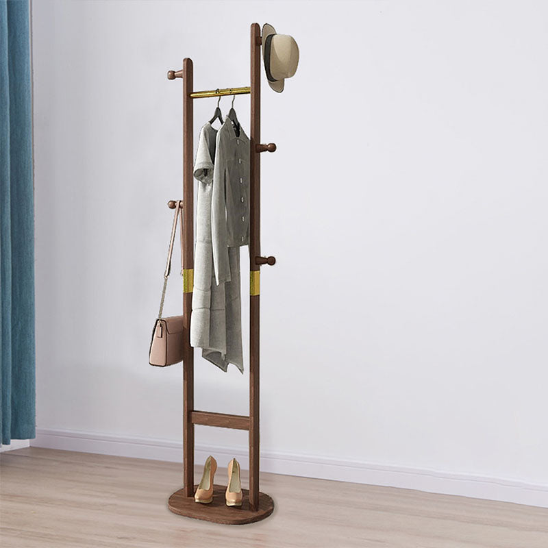 Simple Style Coat Hanger Solid Wooden Hall Tree with 5 Hooks