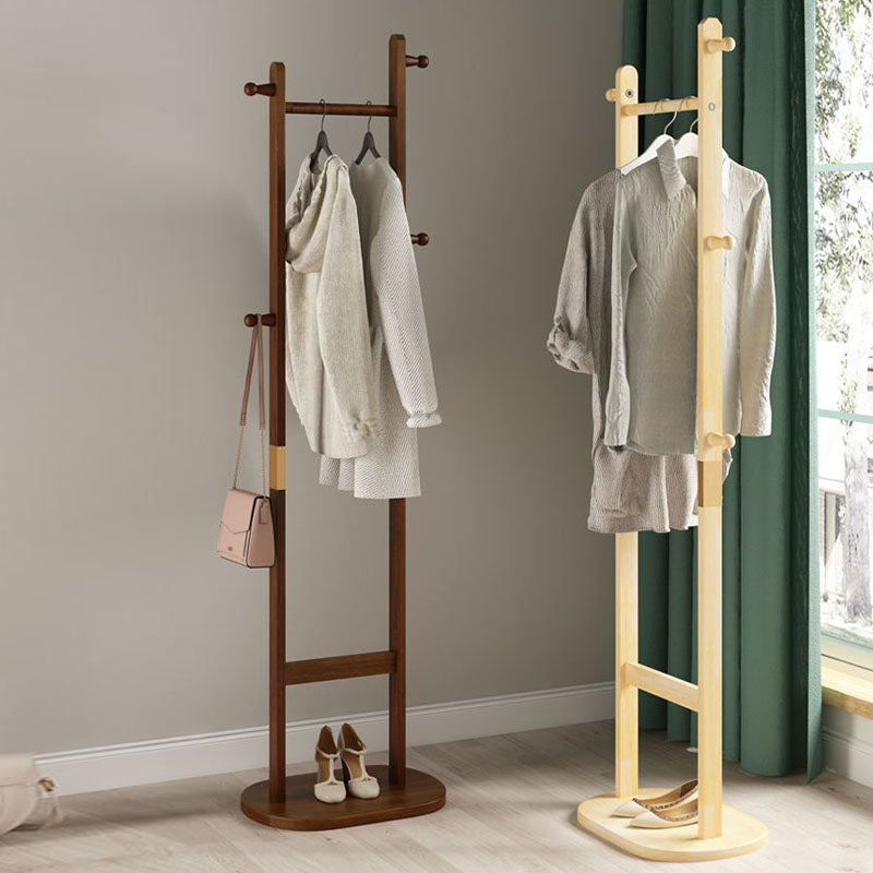 Simple Style Coat Hanger Solid Wooden Hall Tree with 5 Hooks