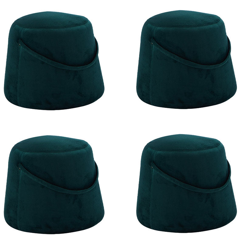 Glam Ottoman Velvet Upholstered Solid Color Tear Resistant Round Ottoman