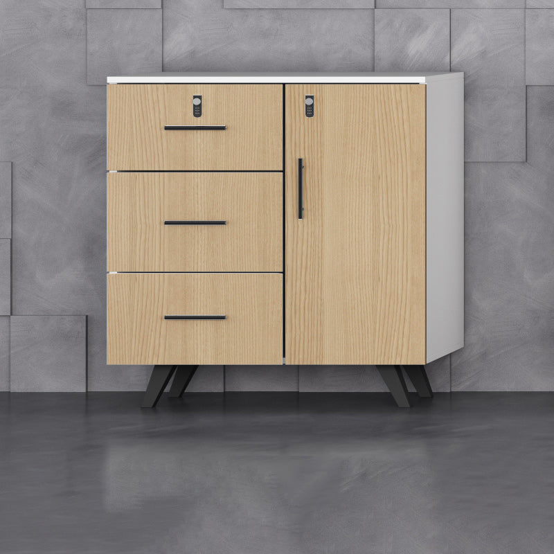 Modern Style File Cabinet Wooden Frame Lock Storage Filing Cabinet