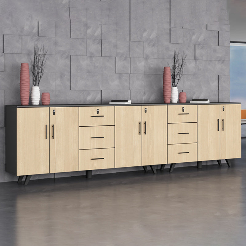 Modern Style File Cabinet Wooden Frame Lock Storage Filing Cabinet