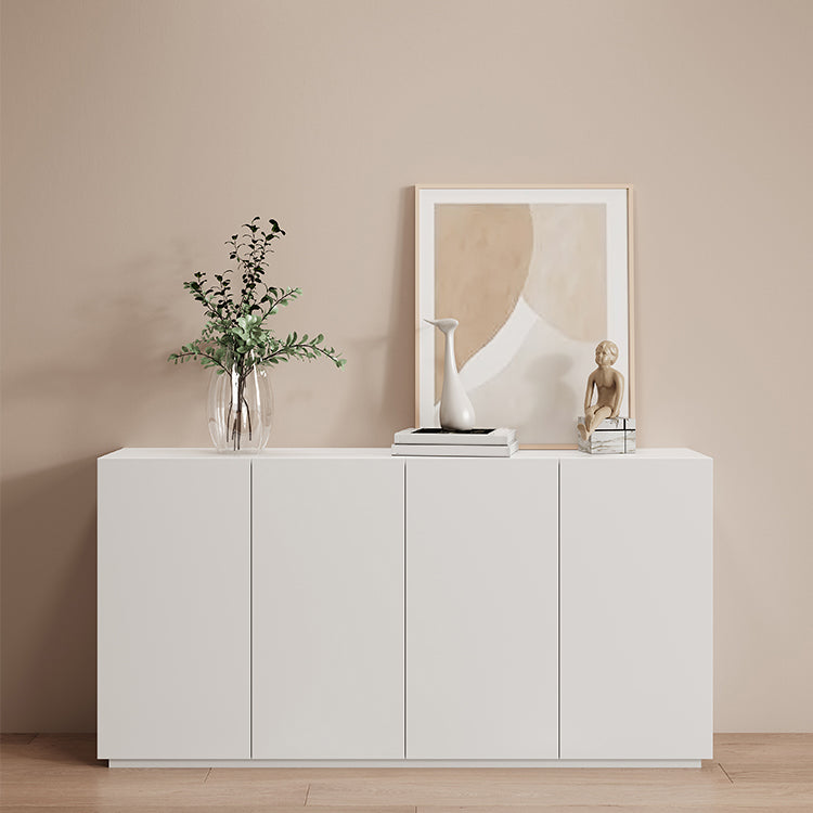 White Glam Side Board for Dining Room Indoor Dining Buffet with Cabinets