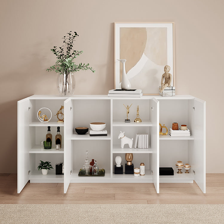 White Glam Side Board for Dining Room Indoor Dining Buffet with Cabinets