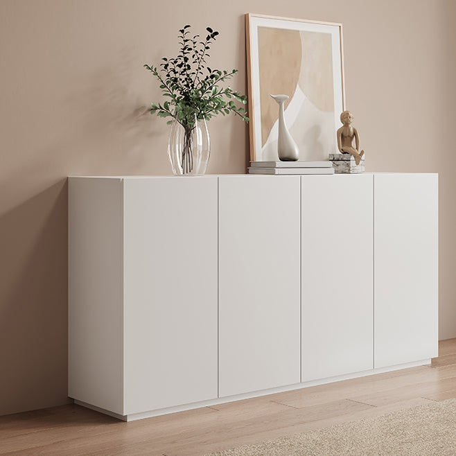 White Glam Side Board for Dining Room Indoor Dining Buffet with Cabinets