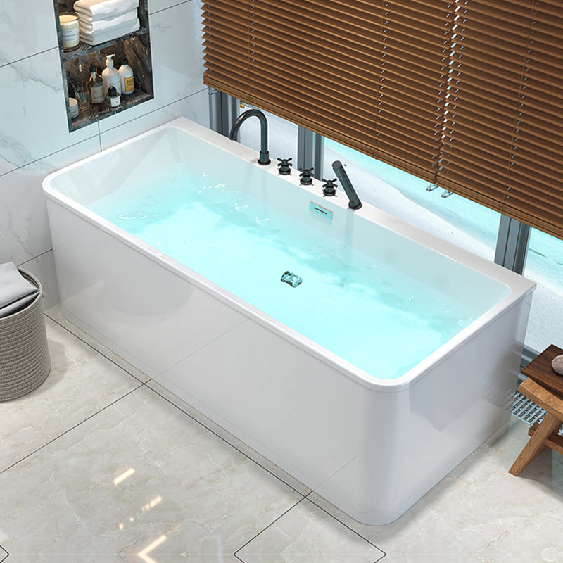 Modern Rectangular Bath Acrylic Stand Alone White Soaking Bathtub