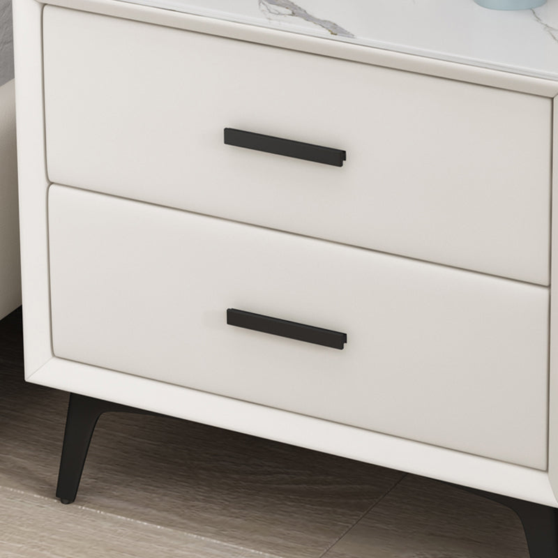 Stone Night Table Contemporary Bedside Cabinet with 2 Drawers