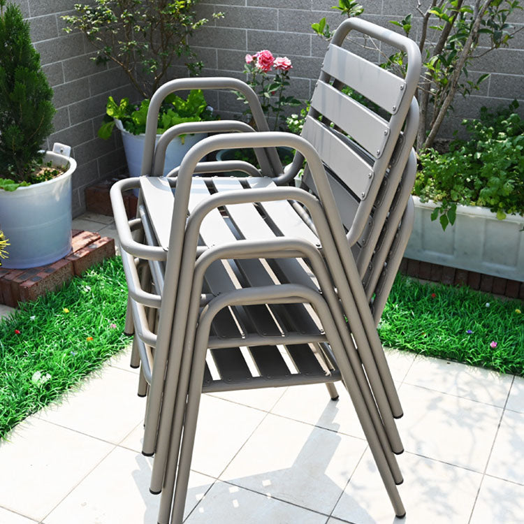 Contemporary Metal Dining Chair Open Back Outdoors Dining Chairs