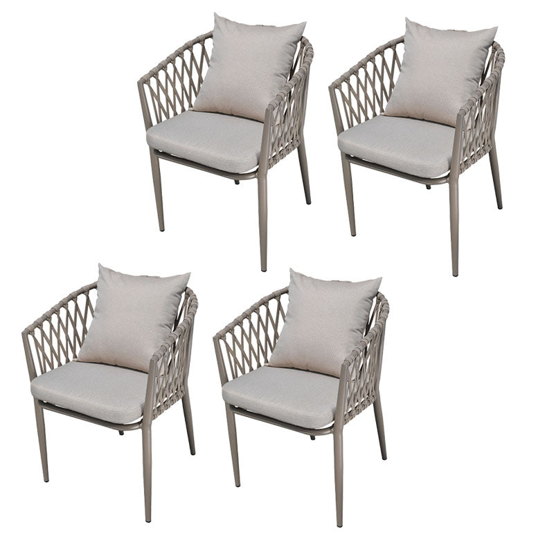 Contemporary Aluminum Dining Chair Open Back Outdoors Dining Chairs