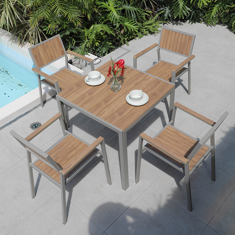 Contemporary Natural Dining Chair Open Back Outdoors Dining Chairs