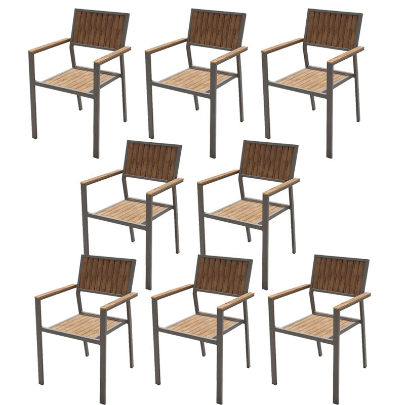 Contemporary Natural Dining Chair Open Back Outdoors Dining Chairs