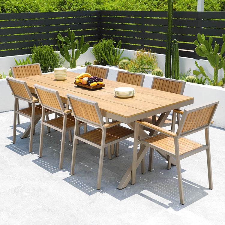 Contemporary Natural Dining Chair Open Back Outdoors Dining Chairs