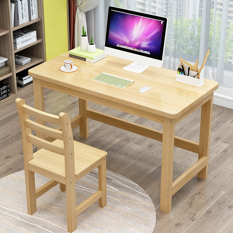 Solid Wood Desk and Chair in Natural 29.52" H Kids Writing Desk