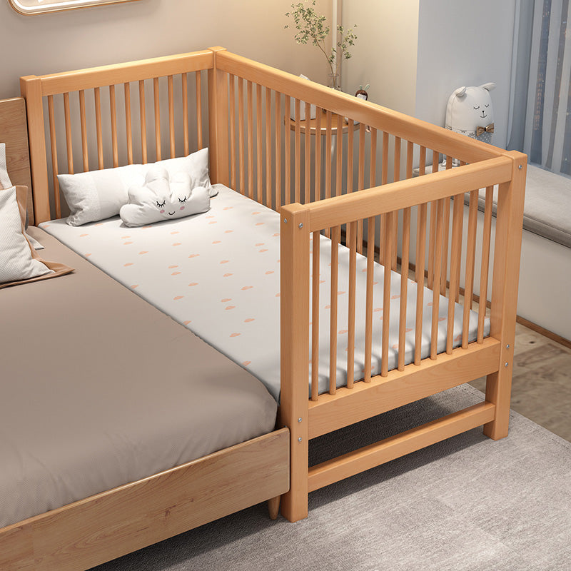 Contemporary Solid Wood Kids Bed with Guardrails No Theme Bed