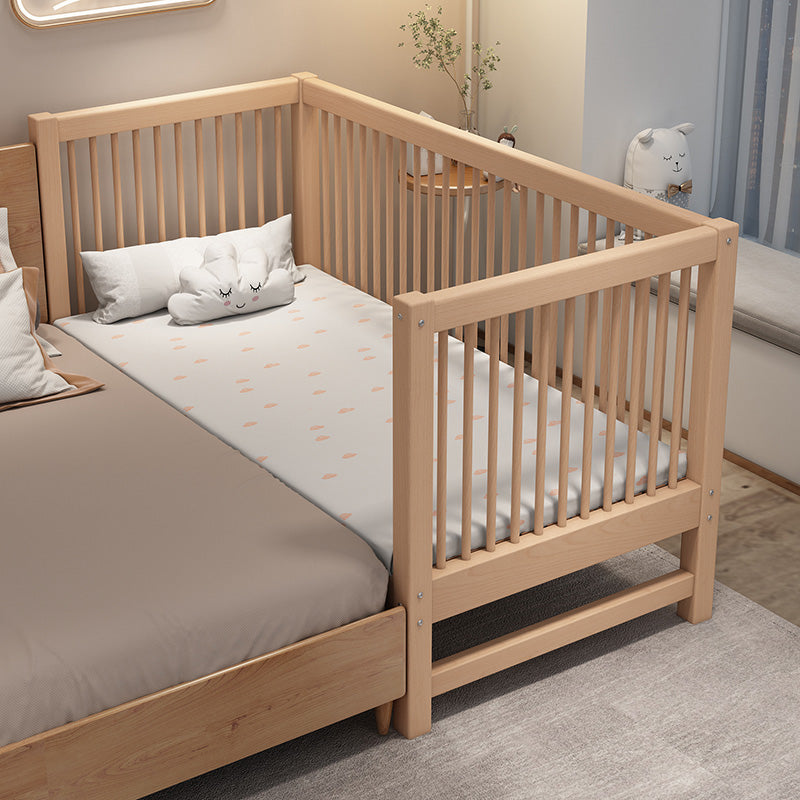 Contemporary Solid Wood Kids Bed with Guardrails No Theme Bed