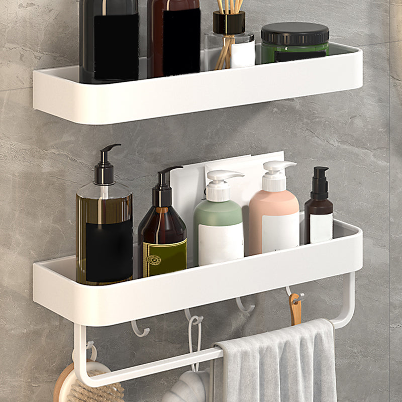 White 2-Piece Bathroom Hardware Modern Bathroom Accessory Set, Bath Shelf