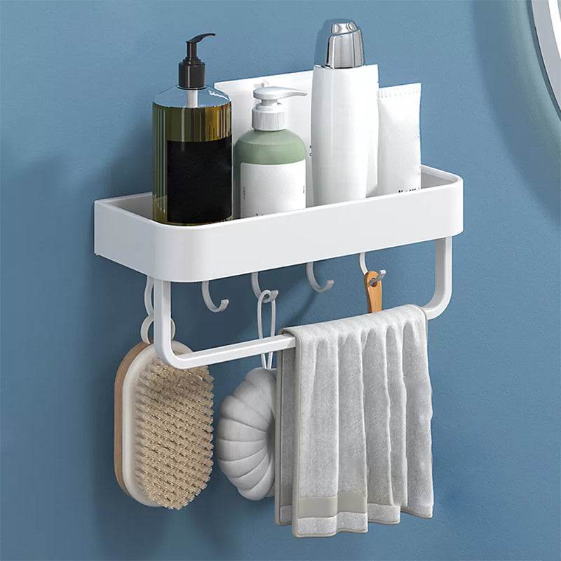 White 2-Piece Bathroom Hardware Modern Bathroom Accessory Set, Bath Shelf