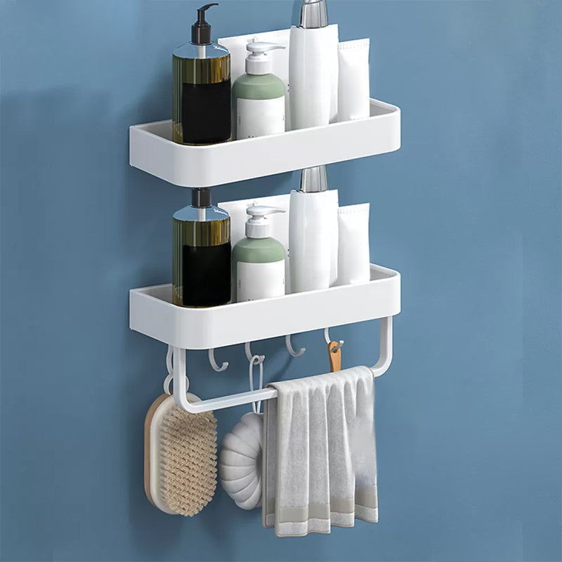 White 2-Piece Bathroom Hardware Modern Bathroom Accessory Set, Bath Shelf