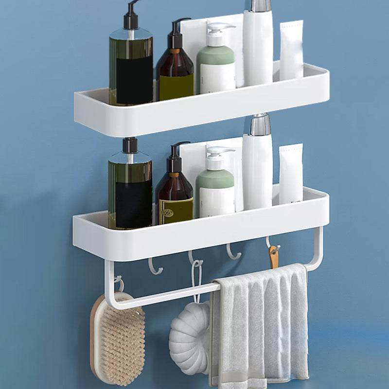 White 2-Piece Bathroom Hardware Modern Bathroom Accessory Set, Bath Shelf