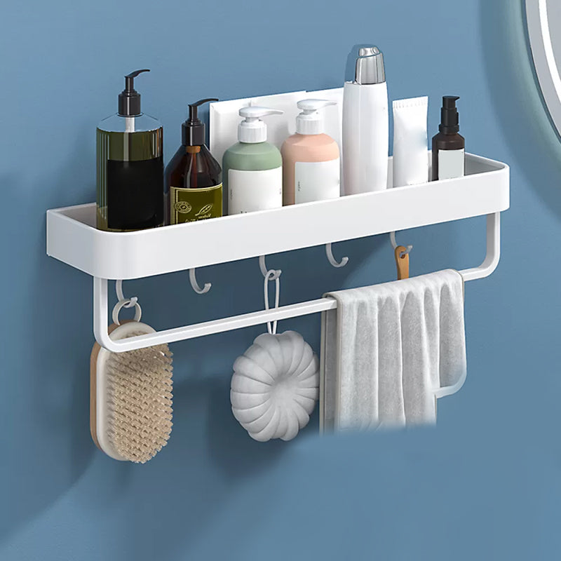 White 2-Piece Bathroom Hardware Modern Bathroom Accessory Set, Bath Shelf