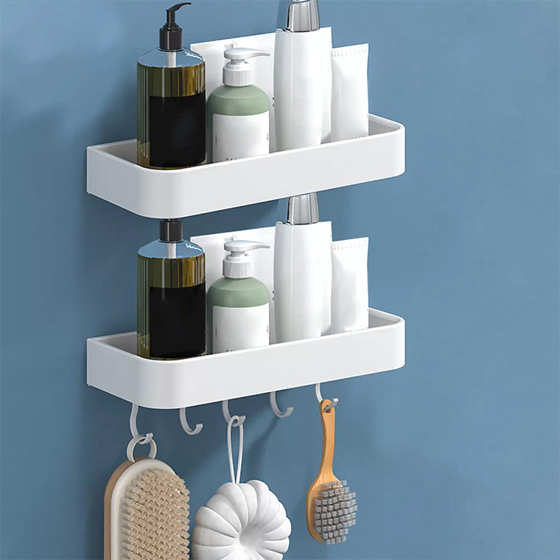 White 2-Piece Bathroom Hardware Modern Bathroom Accessory Set, Bath Shelf