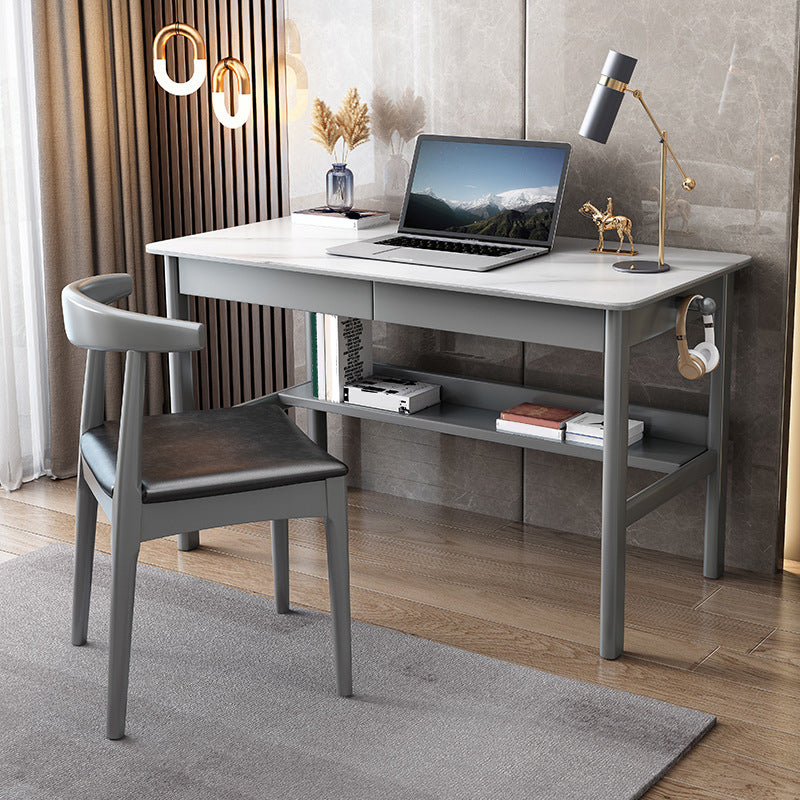 Modern Rectangle Office Desk Antique Finish Computer Desk with Metal Legs